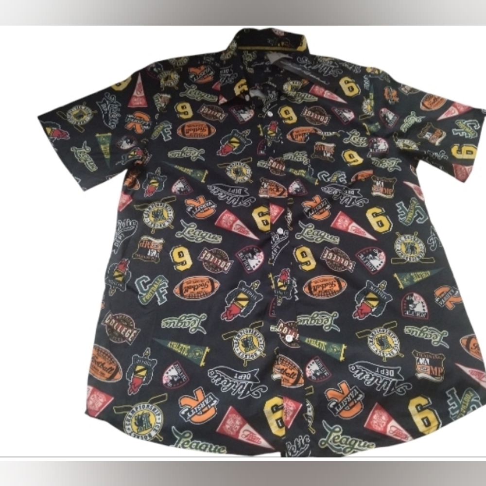 Just Attitude Men's Button Front Shirt Sports Football All Over Print New XL